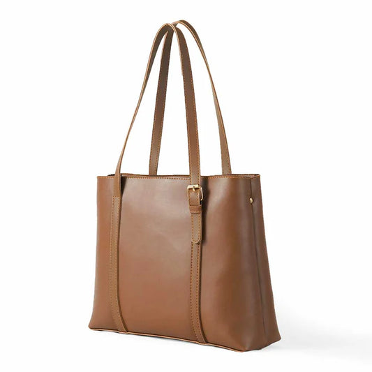 Leather-Ample Bag Brown