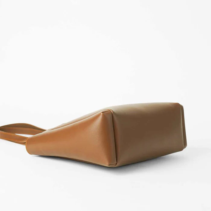 Leather Wide set of 2 Bag Brown