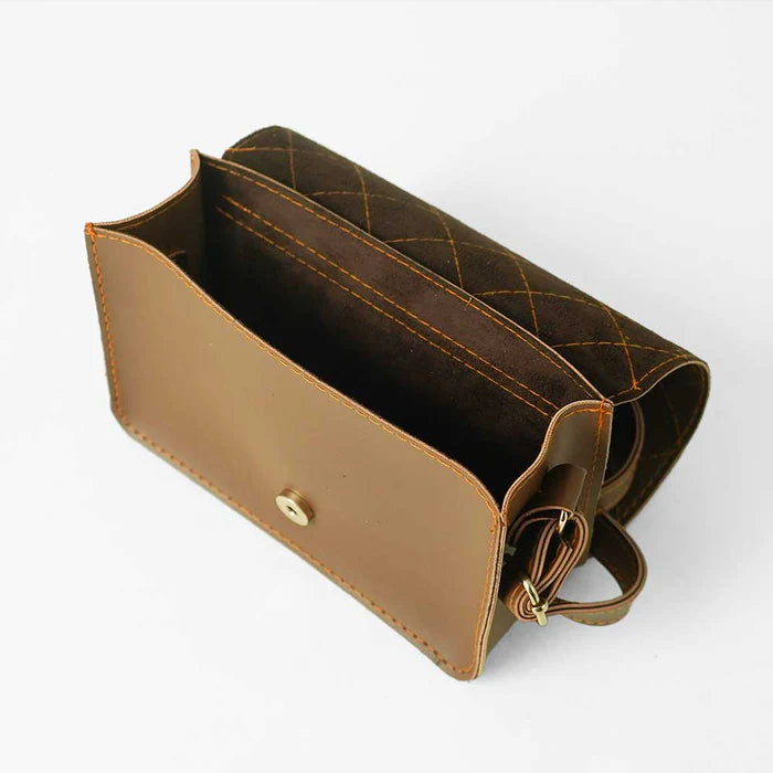 Cross Stitch Crossbody Bag Brown