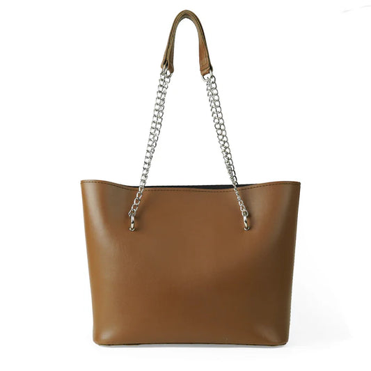Leather-Verona Tote Bag Brown
