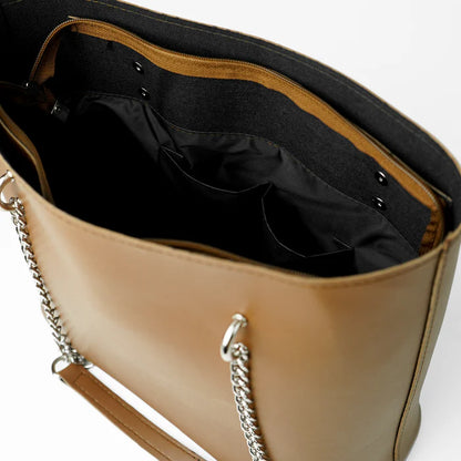 Leather-Verona Tote Bag Brown