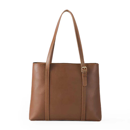 Leather-Ample Bag Brown